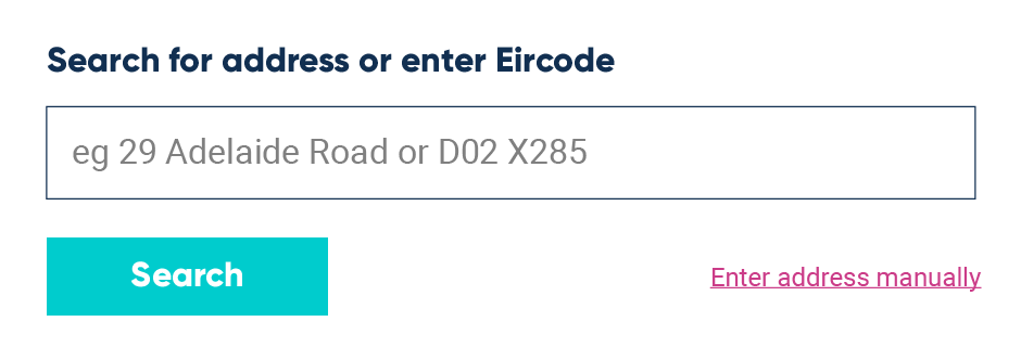 UI example of address lookup form for Ireland