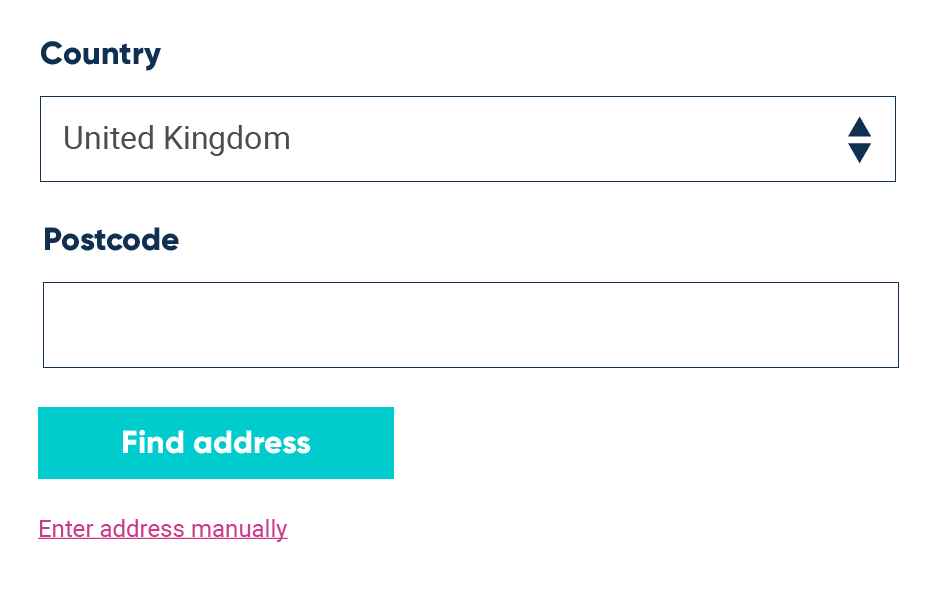 Initial form elements for postcode lookup UX pattern